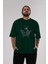 Wolverine Ön Baskılı Zümrüt Yeşili Oversize T-Shirt Bisiklet Yaka Pamuk Erkek Kadın 5