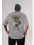 Hulk (9) Arka Baskılı Gri Oversize T-Shirt Bisiklet Yaka Pamuk Erkek Kadın 1