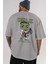 Hulk (9) Arka Baskılı Gri Oversize T-Shirt Bisiklet Yaka Pamuk Erkek Kadın 5