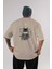 Batman (25) Arka Baskılı Bej Oversize T-Shirt Bisiklet Yaka Pamuk Erkek Kadın 1