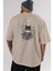 Batman (25) Arka Baskılı Bej Oversize T-Shirt Bisiklet Yaka Pamuk Erkek Kadın 5