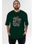 Spiderman Ön Baskılı Zümrüt Yeşili Oversize T-Shirt Bisiklet Yaka Pamuk Erkek Kadın 1