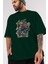 Spiderman Ön Baskılı Zümrüt Yeşili Oversize T-Shirt Bisiklet Yaka Pamuk Erkek Kadın 3