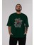 Spiderman Ön Baskılı Zümrüt Yeşili Oversize T-Shirt Bisiklet Yaka Pamuk Erkek Kadın 5