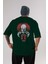 It Arka Baskılı Zümrüt Yeşili Oversize T-Shirt Bisiklet Yaka Erkek Kadın 1