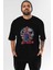 Spiderman Rock Ön Baskılı Siyah Oversize T-Shirt Bisiklet Yaka Erkek Kadın 1