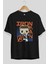 Iron Man (4) Ön Baskılı Siyah Oversize T-Shirt Bisiklet Yaka Erkek Kadın 2