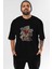 Iron Man (6) Ön Baskılı Siyah Oversize T-Shirt Bisiklet Yaka Erkek Kadın 1
