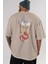 Venom (15) Arka Baskılı Bej Oversize T-Shirt Bisiklet Yaka Pamuk Erkek Kadın 5