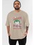 Joker (4) Ön Baskılı Bej Oversize T-Shirt Bisiklet Yaka Pamuk Erkek Kadın 1