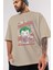 Joker (4) Ön Baskılı Bej Oversize T-Shirt Bisiklet Yaka Pamuk Erkek Kadın 3