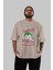 Joker (4) Ön Baskılı Bej Oversize T-Shirt Bisiklet Yaka Pamuk Erkek Kadın 5