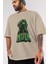 Hulk (1) Ön Baskılı Bej Oversize T-Shirt Bisiklet Yaka Pamuk Erkek Kadın 3