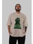 Hulk (1) Ön Baskılı Bej Oversize T-Shirt Bisiklet Yaka Pamuk Erkek Kadın 5