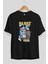 Tom ve Jerry Ön Baskılı Siyah Oversize T-Shirt Bisiklet Yaka Erkek Kadın 2