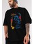 Star Wars Ön Baskılı Siyah Oversize T-Shirt Bisiklet Yaka Erkek Kadın 3