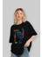 Star Wars Ön Baskılı Siyah Oversize T-Shirt Bisiklet Yaka Erkek Kadın 4