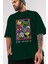 Friends Avenger Ön Baskılı Zümrüt Yeşili Oversize T-Shirt Bisiklet Yaka Pamuk Erkek Kadın 3