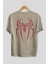 Spiderman (1) Arka Baskılı Bej Oversize T-Shirt Bisiklet Yaka Pamuk Erkek Kadın 2