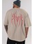 Spiderman (1) Arka Baskılı Bej Oversize T-Shirt Bisiklet Yaka Pamuk Erkek Kadın 5