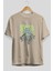Joker (9) Ön Baskılı Bej Oversize T-Shirt Bisiklet Yaka Pamuk Erkek Kadın 2