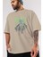 Joker (9) Ön Baskılı Bej Oversize T-Shirt Bisiklet Yaka Pamuk Erkek Kadın 3