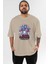 Guardians Of The Galaxy Ön Baskılı Bej Oversize T-Shirt Bisiklet Yaka Pamuk Erkek Kadın 1