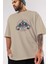 Venom Gym Ön Baskılı Bej Oversize T-Shirt Bisiklet Yaka Pamuk Erkek Kadın 3