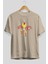 Iron Man (1) Ön Baskılı Bej Oversize T-Shirt Bisiklet Yaka Pamuk Erkek Kadın 2