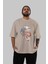 Venom (10) Ön Baskılı Bej Oversize T-Shirt Bisiklet Yaka Pamuk Erkek Kadın 5