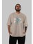 Jurassic Park (1) Ön Baskılı Bej Oversize T-Shirt Bisiklet Yaka Pamuk Erkek Kadın 5