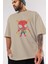 Spiderman (17) Ön Baskılı Bej Oversize T-Shirt Bisiklet Yaka Pamuk Erkek Kadın 3