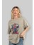 Spiderman Rock Ön Baskılı Bej Oversize T-Shirt Bisiklet Yaka Pamuk Erkek Kadın 4
