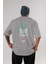 Joker (1) Arka Baskılı Gri Oversize T-Shirt Bisiklet Yaka Pamuk Erkek Kadın 1