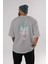 Joker (1) Arka Baskılı Gri Oversize T-Shirt Bisiklet Yaka Pamuk Erkek Kadın 4