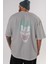 Joker (1) Arka Baskılı Gri Oversize T-Shirt Bisiklet Yaka Pamuk Erkek Kadın 5