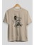 Joker 2 Ön Baskılı Bej Oversize T-Shirt Bisiklet Yaka Pamuk Erkek Kadın 2