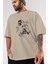 Joker 2 Ön Baskılı Bej Oversize T-Shirt Bisiklet Yaka Pamuk Erkek Kadın 3