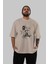 Joker 2 Ön Baskılı Bej Oversize T-Shirt Bisiklet Yaka Pamuk Erkek Kadın 5