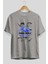 Jurassic Park (5) Ön Baskılı Gri Oversize T-Shirt Bisiklet Yaka Pamuk Erkek Kadın 2