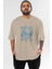 Game Of Thrones Gece Kralı Ön Baskılı Bej Oversize T-Shirt Bisiklet Yaka Pamuk Erkek Kadın 1