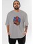 Spiderman (29) Ön Baskılı Gri Oversize T-Shirt Bisiklet Yaka Pamuk Erkek Kadın 1