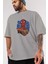 Spiderman (29) Ön Baskılı Gri Oversize T-Shirt Bisiklet Yaka Pamuk Erkek Kadın 3