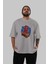 Spiderman (29) Ön Baskılı Gri Oversize T-Shirt Bisiklet Yaka Pamuk Erkek Kadın 5
