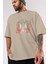 Joker (5) Ön Baskılı Bej Oversize T-Shirt Bisiklet Yaka Pamuk Erkek Kadın 3