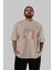 Joker (5) Ön Baskılı Bej Oversize T-Shirt Bisiklet Yaka Pamuk Erkek Kadın 5