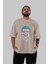 Joker 1 Ön Baskılı Bej Oversize T-Shirt Bisiklet Yaka Pamuk Erkek Kadın 5