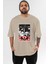 Batman (23) Ön Baskılı Bej Oversize T-Shirt Bisiklet Yaka Pamuk Erkek Kadın 1