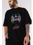 Batman Joker Ön Baskılı Siyah Oversize T-Shirt Bisiklet Yaka Erkek Kadın 3