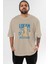 Wolverine Logan Ön Baskılı Bej Oversize T-Shirt Bisiklet Yaka Pamuk Erkek Kadın 1